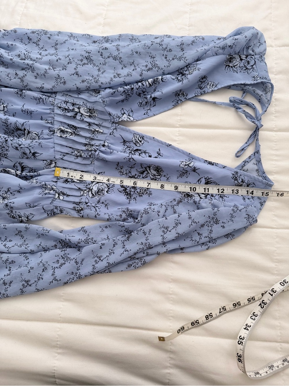 Forever 21 Light Blue Floral V-Neck Maxi Dress with Black Print - Picture 6 of 10